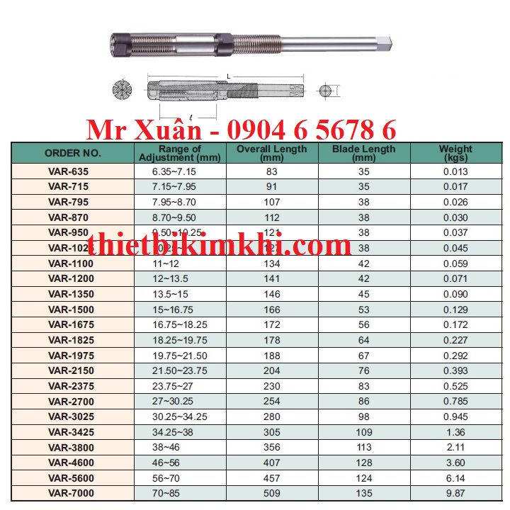 Dao doa điều chỉnh đường kính