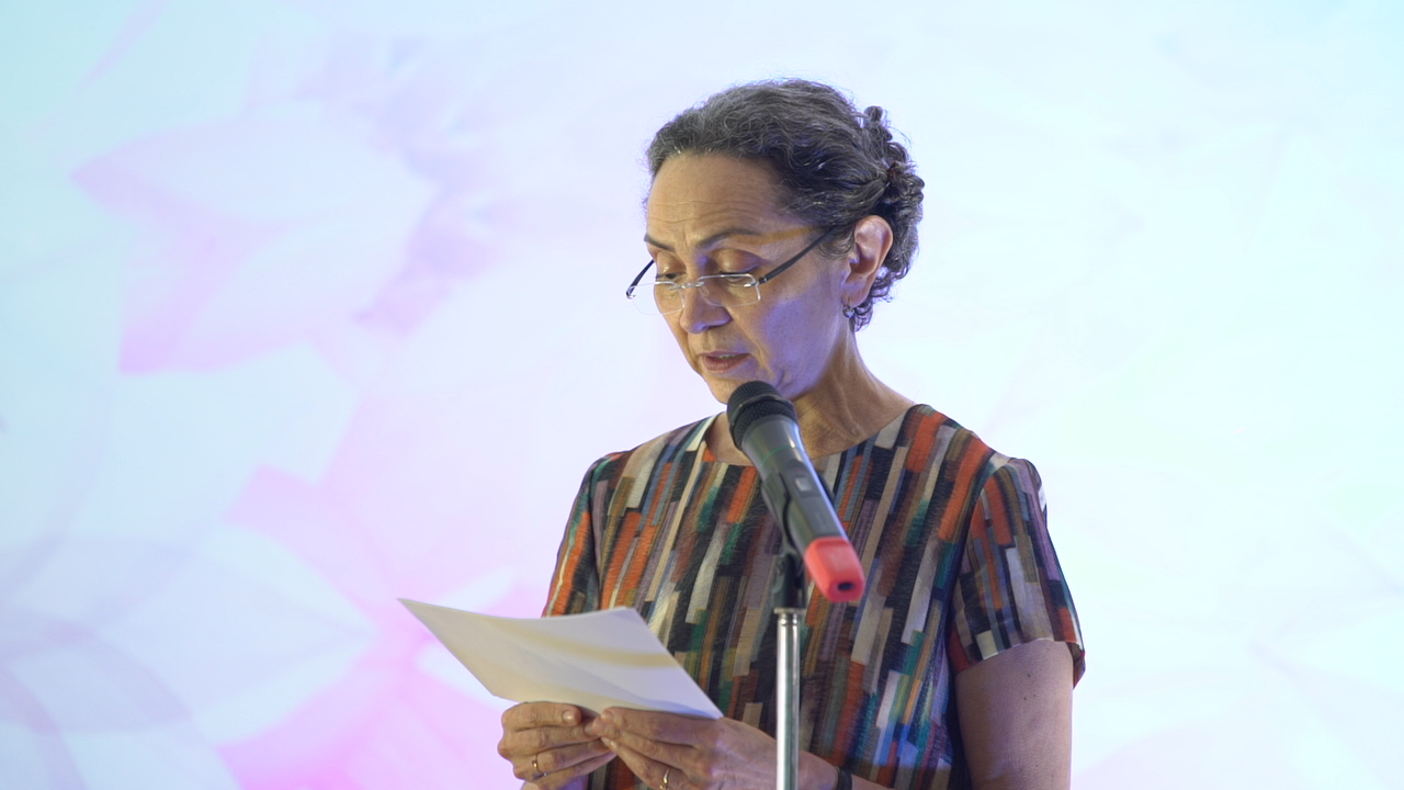 Mexican Ambassador Sara Valdés Bolano, who is also the Co-Chairwoman of the Gender Coordination Group, delivers a speech at the event.