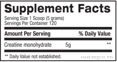 Nutrition Facts Micronized Creatine 120 Servings