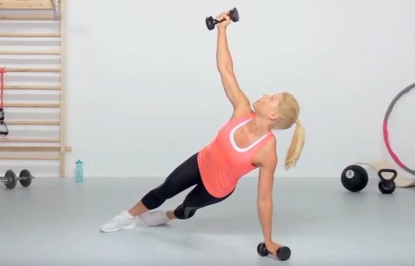 Dumbbell Plank Rotation