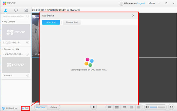Add (thêm) camera vào phần mềm camera Ezviz trên máy tính