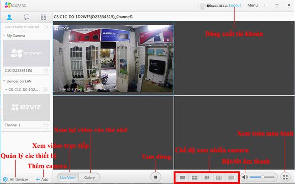 các tính năng phần mềm camera Ezviz Studio trên máy tính