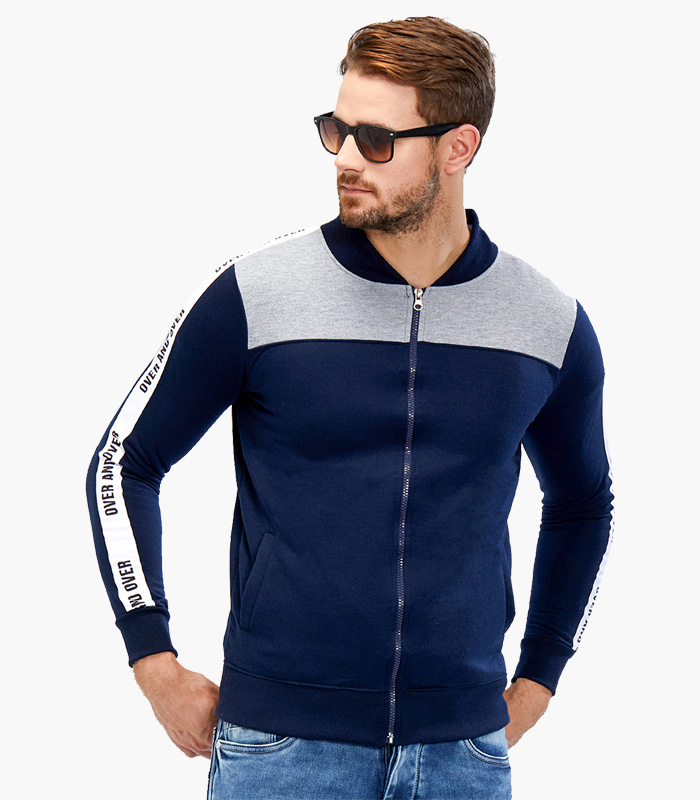 Áo thun Hooded Navy Xanh kết hợp Xám