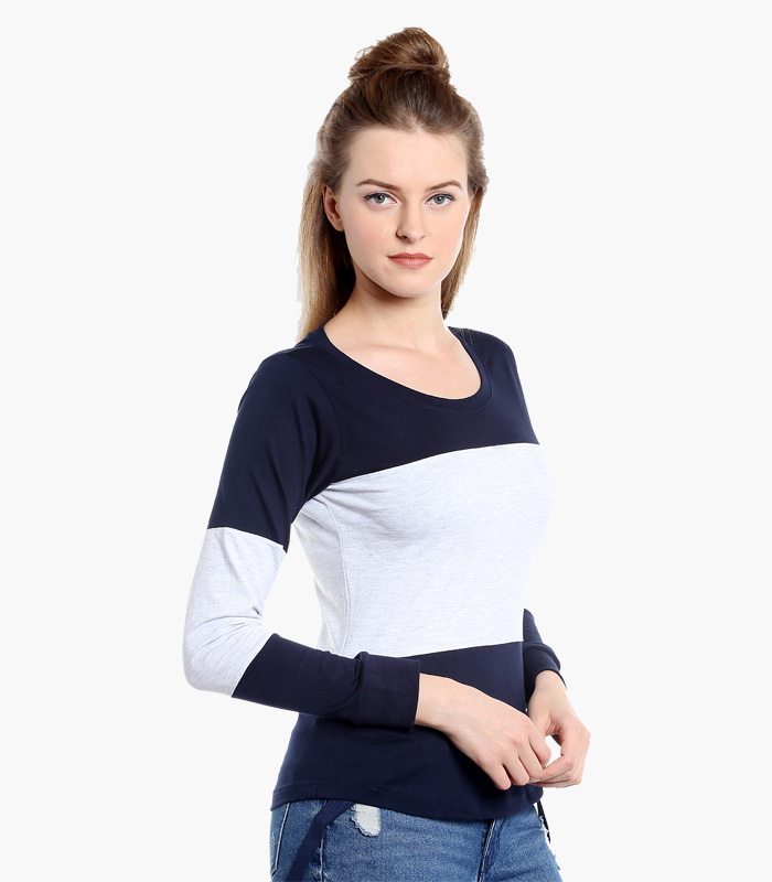 Áo thun dài tay xanh Navy sọc