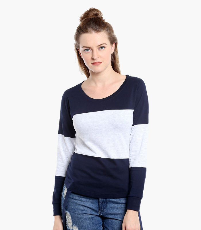 Áo thun dài tay xanh Navy sọc