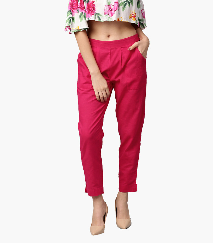 Quần Kaki hồng gấp lai