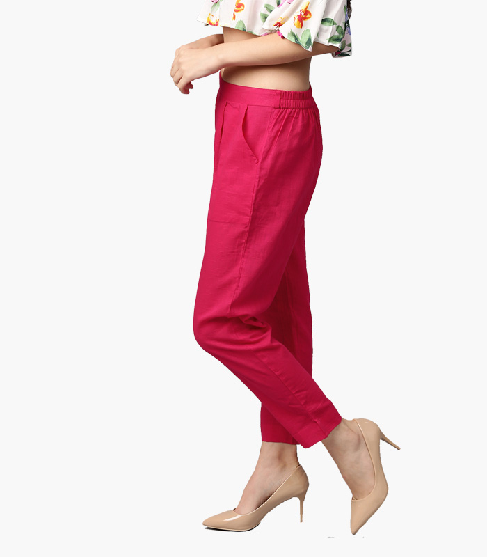 Quần Kaki hồng gấp lai