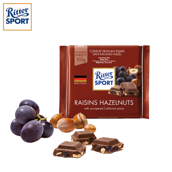 독일 리터스포트 건포도 & 헤이즐넛 100g RITTER Socola nho kho va hat de
