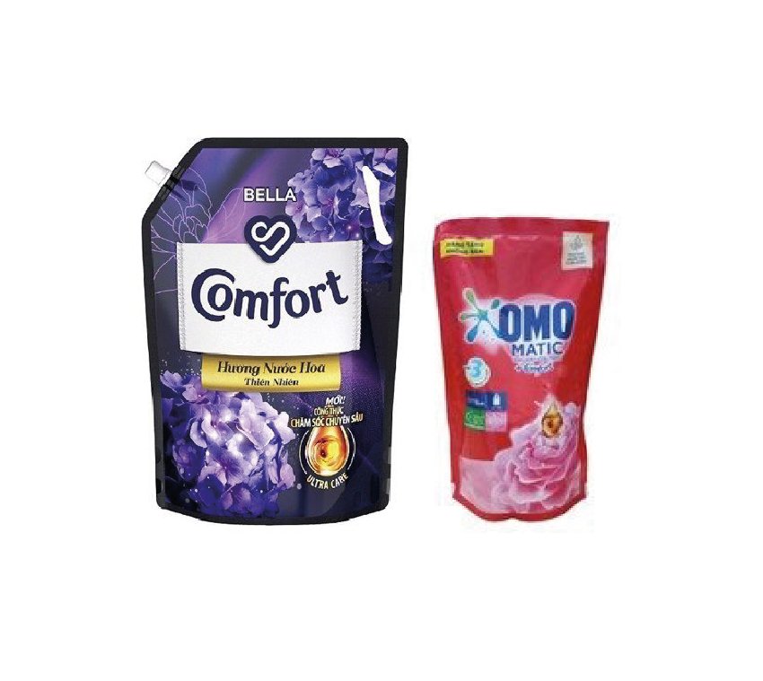 유니레버 컴포트 천연 퍼퓸 벨라 섬유유연제 1.8L + 오모 세탁세제 로즈향 412g Set Comfort nuoc hoa thien nhien bella 1.8L + omo hoa hong 412g
