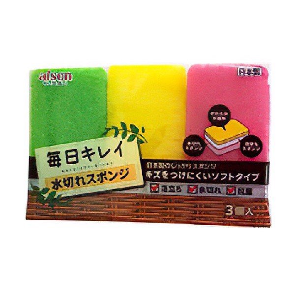 일본 수세미 3가지 색깔 3개입 Mut rua chen sieu ben 3 mau (3 cai/bich)