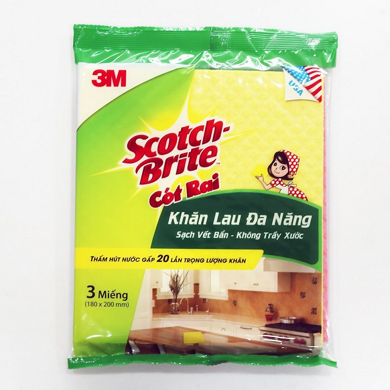 3M 스카치브라이트 다용도 행주 (18*20) 3개입 Khan lau da nang 18x20cm