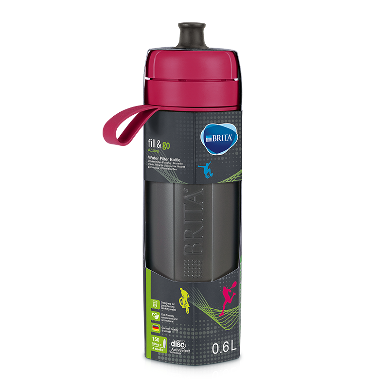 브리타 액티브 휴대용 정수 물병 핑크 600ML BRITA Chai loc nuoc Active Pink 600ml