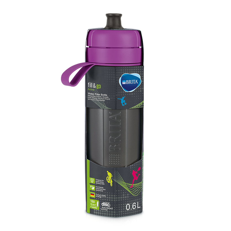 브리타 액티브 휴대용 정수 물병 퍼플 600ML BRITA Chai loc nuoc Active Purple 600ml
