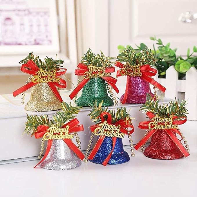 크리스마스 종 장식 6개 세트 (4~6cm) Set 6 chuong mau sac
