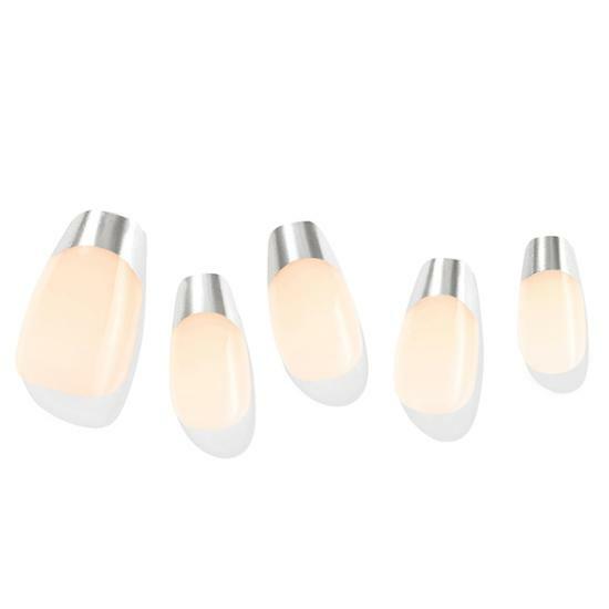 데싱디바 매직프레스 네일 실버 시크 프렌치(coffin) DASHINGDIVA Bo dan mong tay Silver French