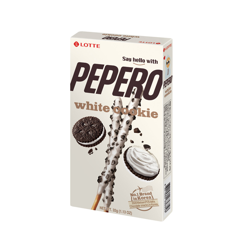 롯데 화이트 쿠키 빼빼로 32g Banh que Lotte Pepero white Cookie 32g