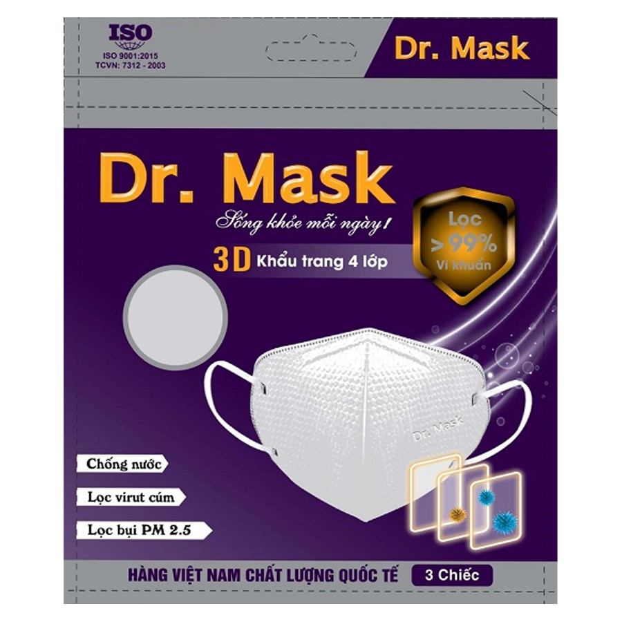 닥터 마스크 4단보호 3D마스크 (3개입) DR.MASK Tui 3 khau trang 3D