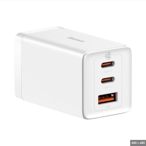 베이스어스 GaN 5 USB 초고속 충전기 (화이트) 65W CN BASEUS Sac nhanh GaN 5 Pro 2C+U 65W CN (white)