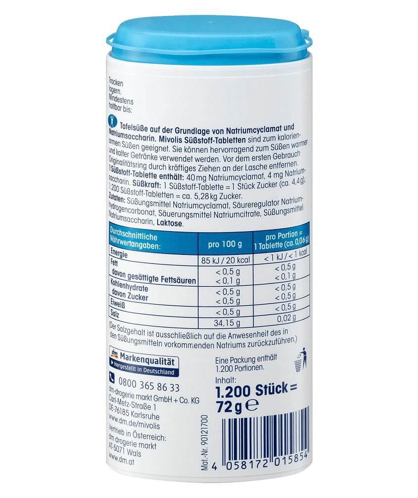 독일 미볼리스 서브스토프 다이어트 설탕 1200정 Duong an kieng