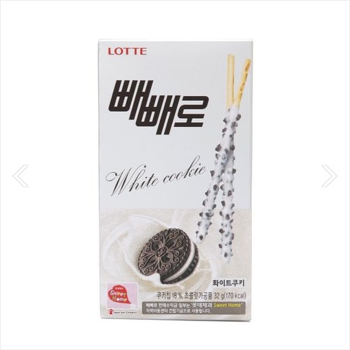 롯데 화이트 쿠키 빼빼로 32g Banh que Lotte Pepero white Cookie 32g