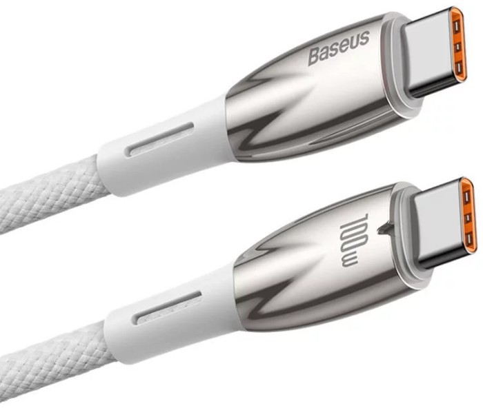 베이스어스 고속 충전 케이블 C to C 100W 1m 화이트 Cap sac nhanh BASEUS GLIMMER SERIES CABLE WITH FAST CHARGING USB-C 480MB/S PD 100W 1M mau trang