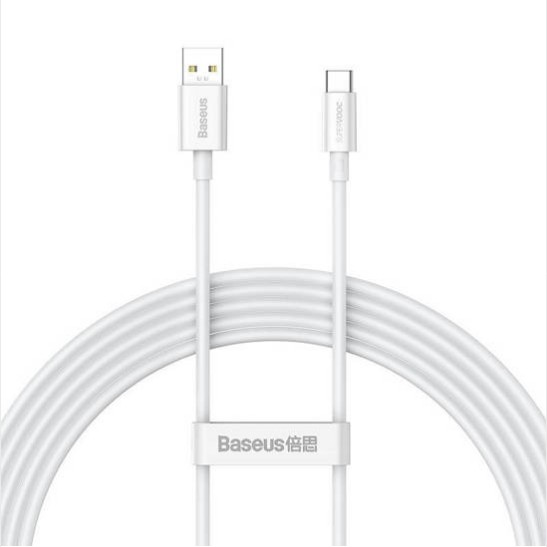 베이스어스 고속 충전 케이블 USB to C 65W 1m BASEUS Supervooc Cap sac nhanh USB to Type C 65W (white)