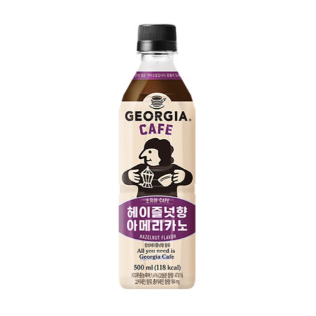 한국 코카콜라 조지아 카페 헤이즐넛향 아메리카노 500ml Ca phe Georgia Hazelnut Americano