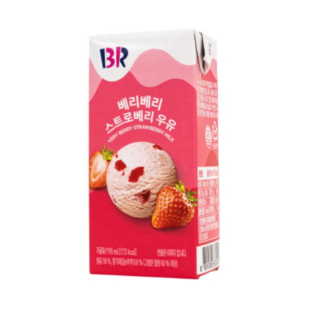 배스킨라빈스 베리베리 스트로베리 우유 190ml BR Sua dau