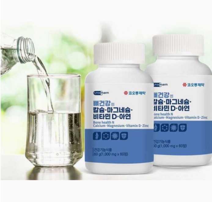 코오롱제약 뼈 건강엔 칼슘.마그네슘.비타민 D.아연 Thuc pham bo sung canxi, magie, vitamin d, kem