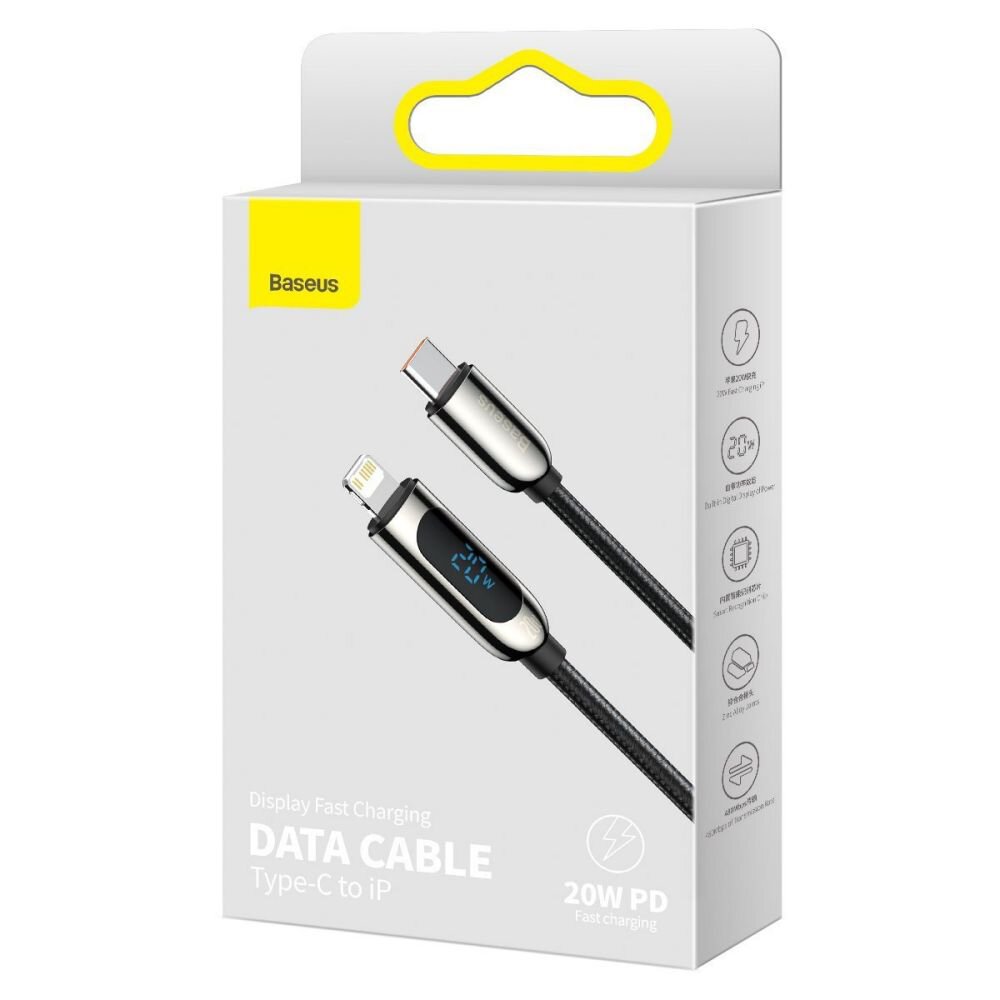 베이스어스 고속 충전 케이블 C to iPhone 20W 1m BASEUS Cap sac nhanh Type C to iP 20W 1m (mau den)