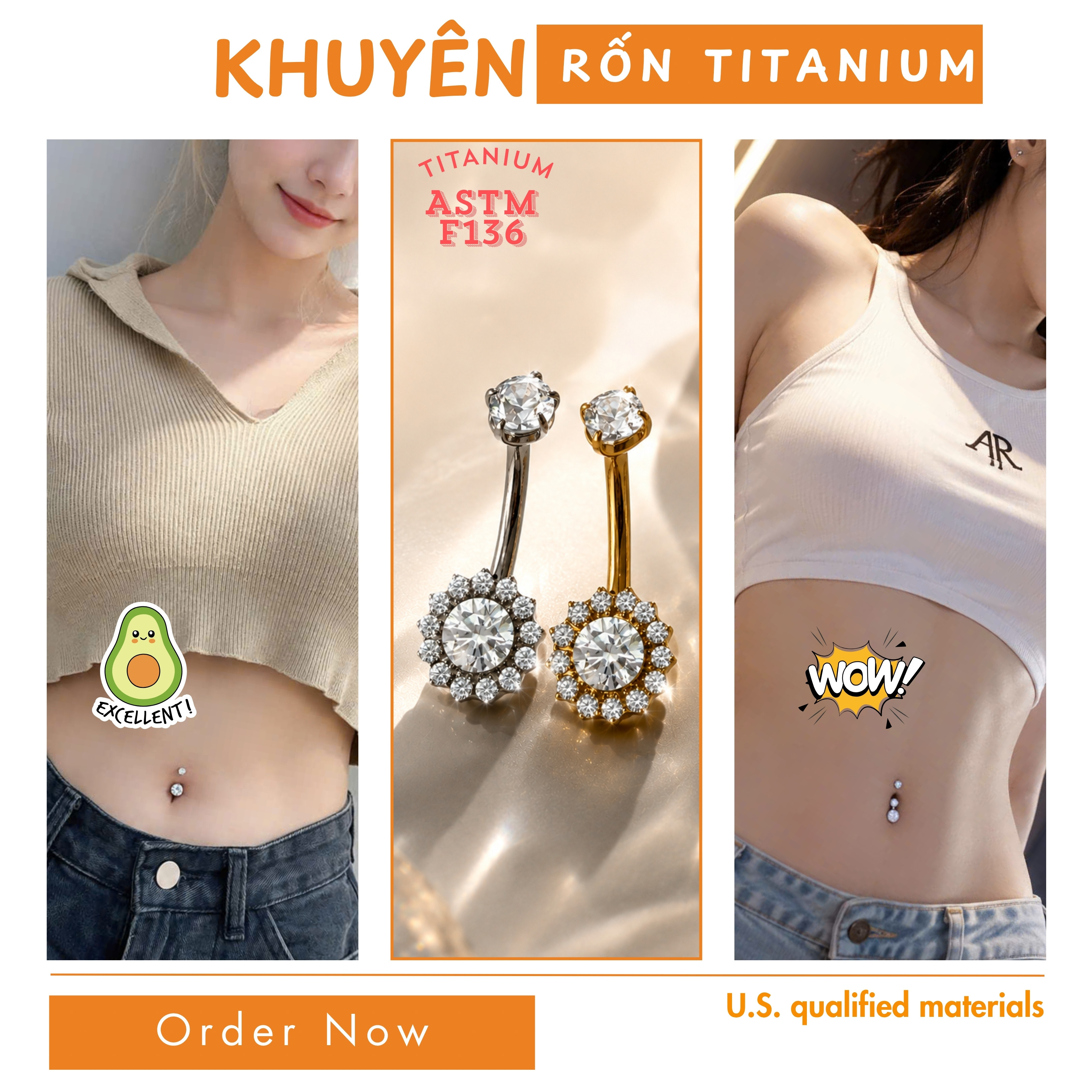 Khuyên Rốn Titanium
