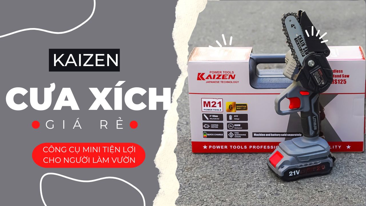 Máy Cưa Xích Dùng Pin Kaizen - Công Cụ Mini Tiện Lợi Cho Người Làm Vườn