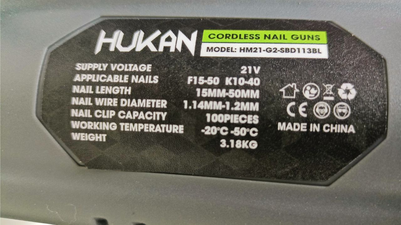 Thân súng bắn đinh gỗ pin 21v F50 Hukan HM21-G2-SBD113BL