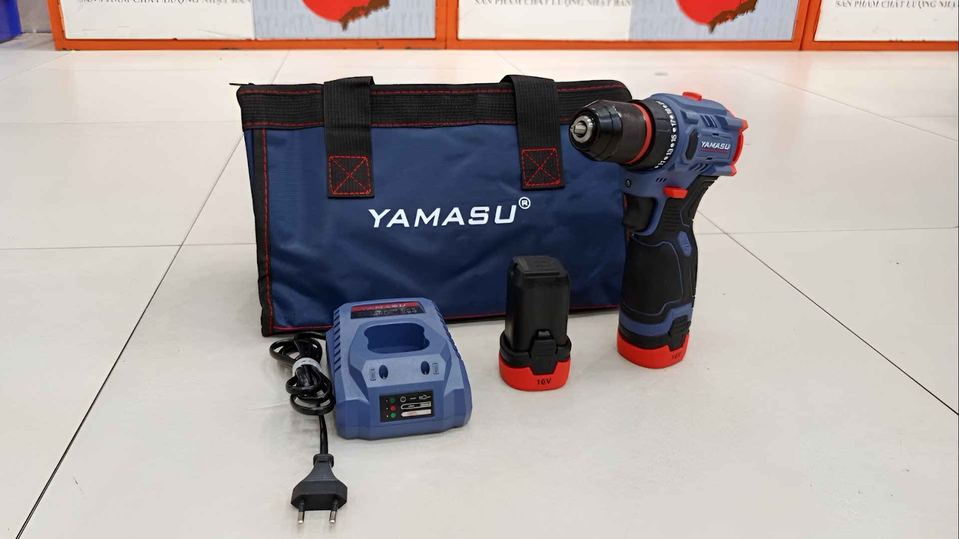 BỘ MÁY KHOAN PIN 16V (2 PIN, 1 SẠC) LỰC SIẾT 50NM ĐẦU 10MM YAMASU YMS-M16KT