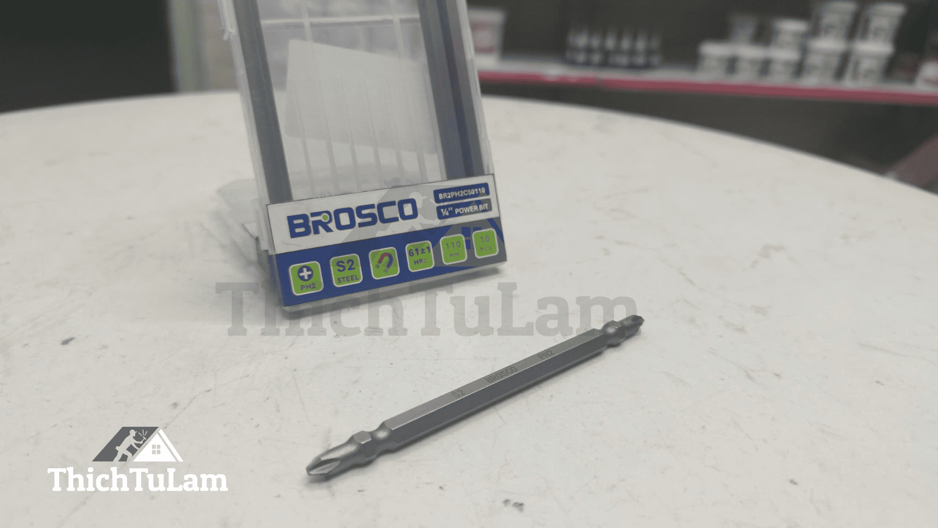 [Bán lẻ] Mũi vít bake 2 đầu (5mm) bằng thép S2 PH2PH2 x 110mm Brosco BR2PH2C50110