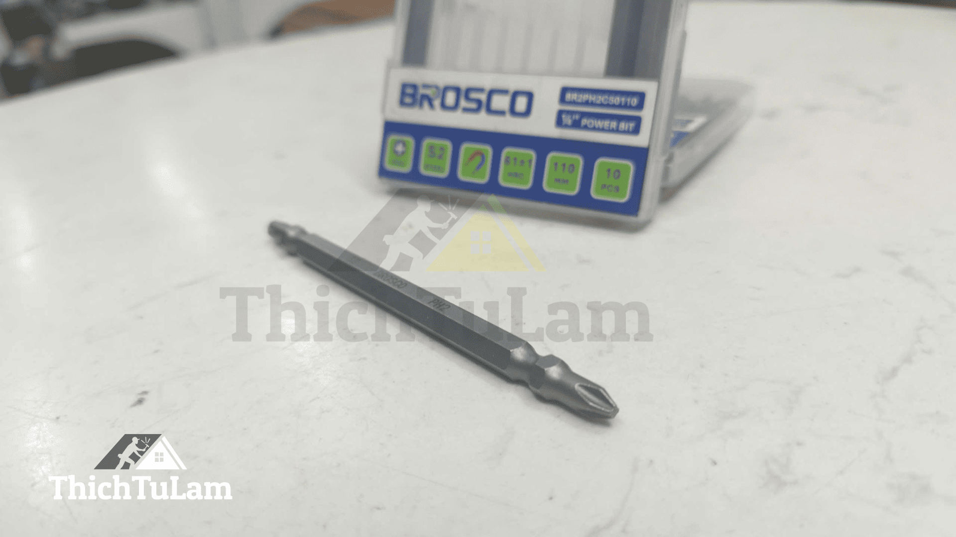 [Bán lẻ] Mũi vít bake 2 đầu (5mm) bằng thép S2 PH2PH2 x 110mm Brosco BR2PH2C50110