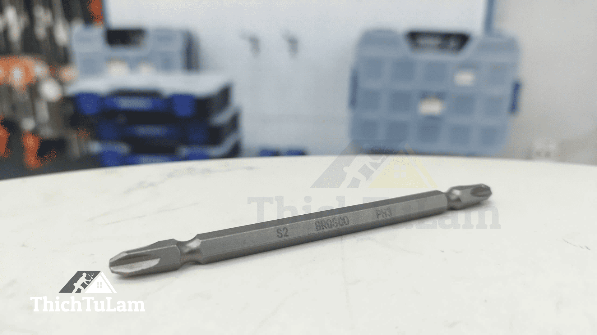 [Bán lẻ] Mũi vít bake 2 đầu (6.35mm) bằng thép S2 PH3PH3 x 110mm Brosco BR2PH3C635110