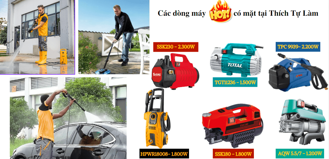 Các dòng máy xịt rửa đa năng tại Thích Tự Làm