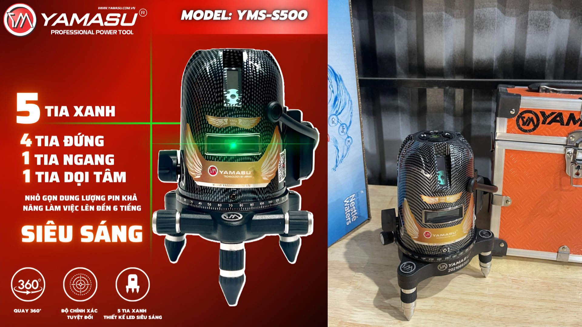 Đánh giá Máy Cân Bằng Laser YAMASU S500 - Ông Vua Ánh Sáng Siêu Sáng