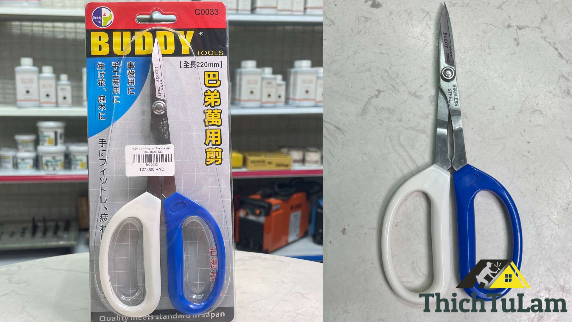 Kéo đa năng cán trắng xanh Buddy BC0033