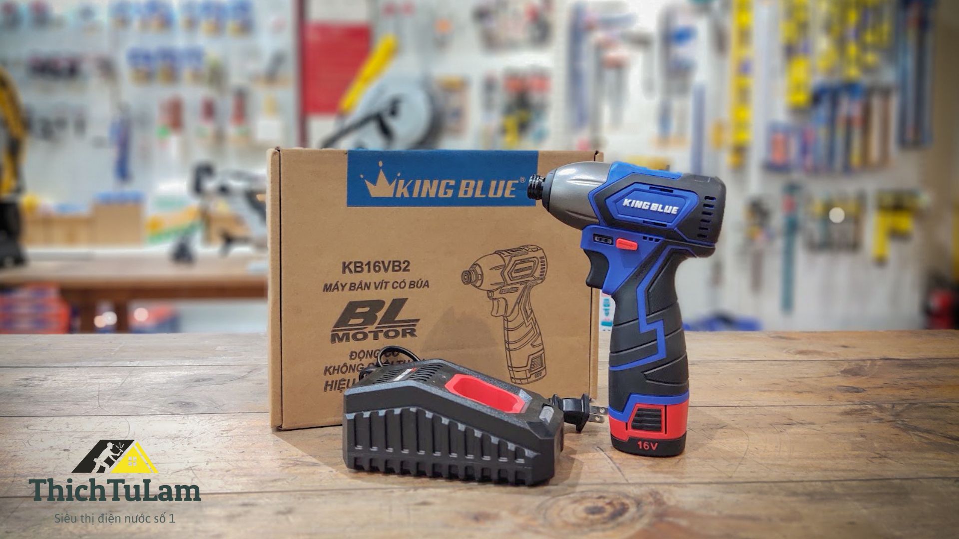 MÁY BẮN VÍT (CÓ BÚA) 16V KINGBLUE KB16VB2 (CHÂN PIN BOSCH)