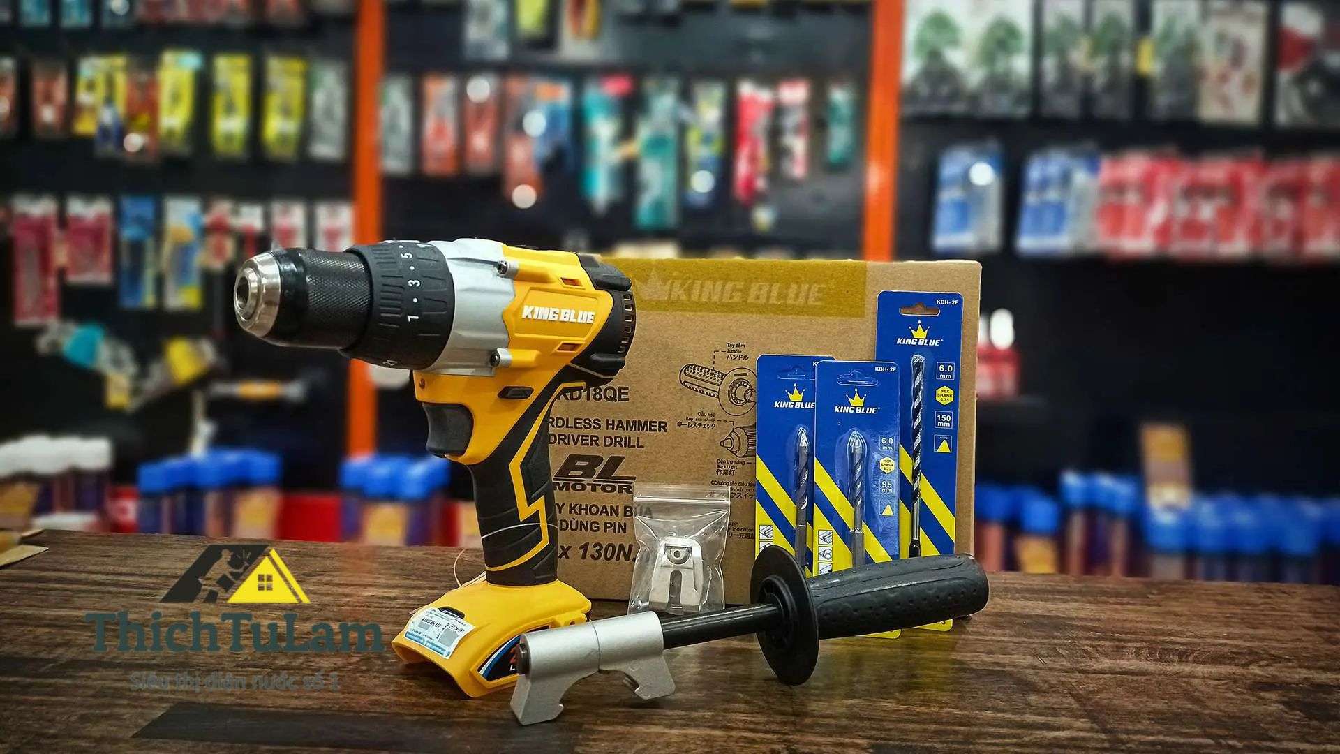 MÁY KHOAN PIN CÓ BÚA 18V KINGBLUE KD18QE CHUYÊN RÚT LÕI(CHÂN PIN DEWALT)