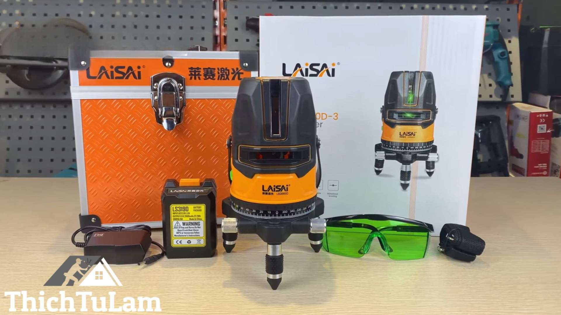 Máy cân mực laser 5 tia xanh Laisai LSG6860D