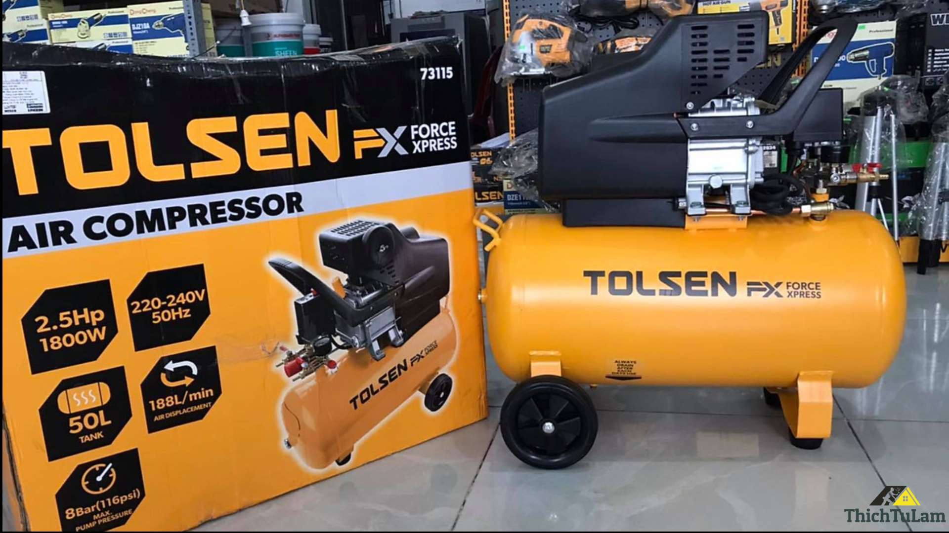 MÁY NÉN KHÍ 50L 1.800W 2.5.HP TOLSEN 73115