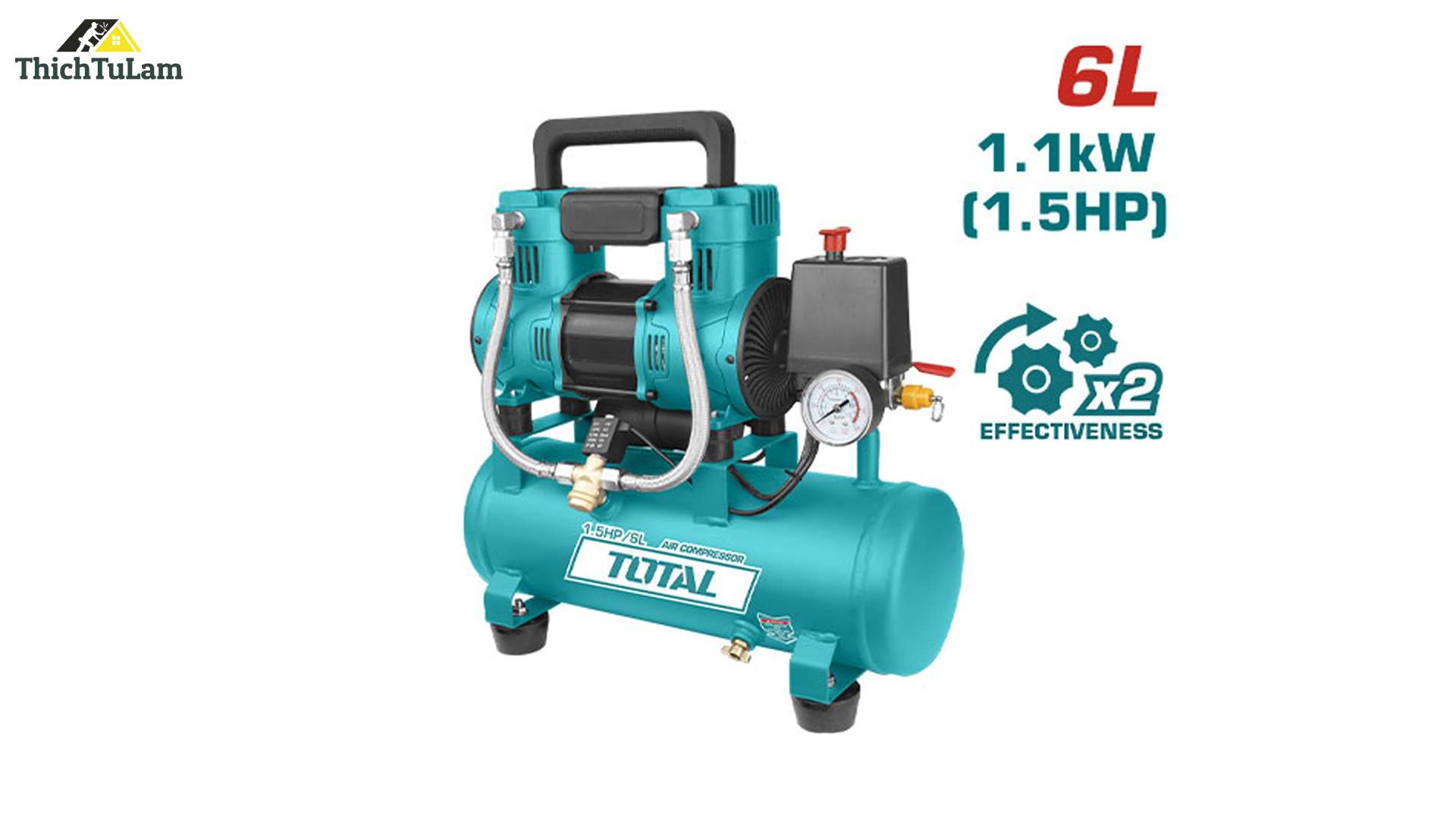 MÁY NÉN KHÍ KHÔNG DẦU 6L/1100W TOTAL TCS1110062T