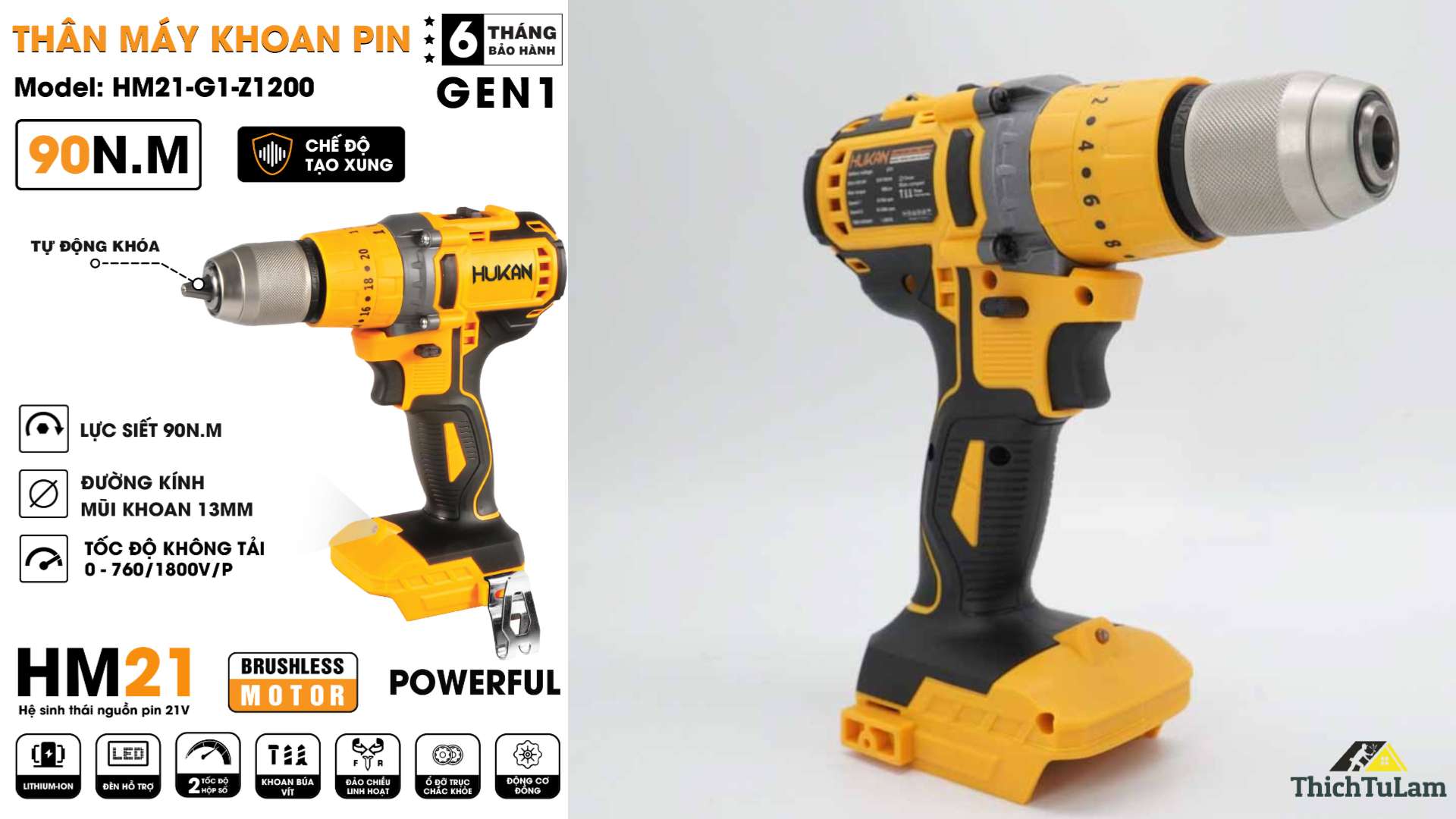 Những Tính Năng Nổi Bật Máy khoan pin Hukan Z1200