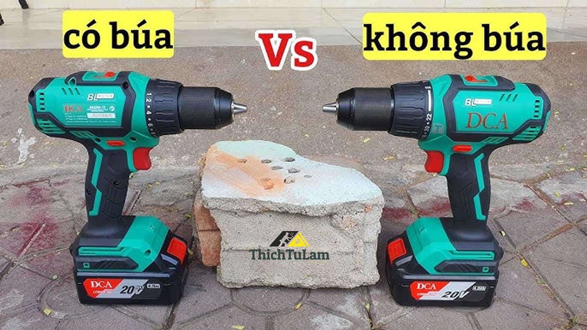 So sánh và Đánh giá Máy Khoan  pin DCA - Búa vs Không Búa