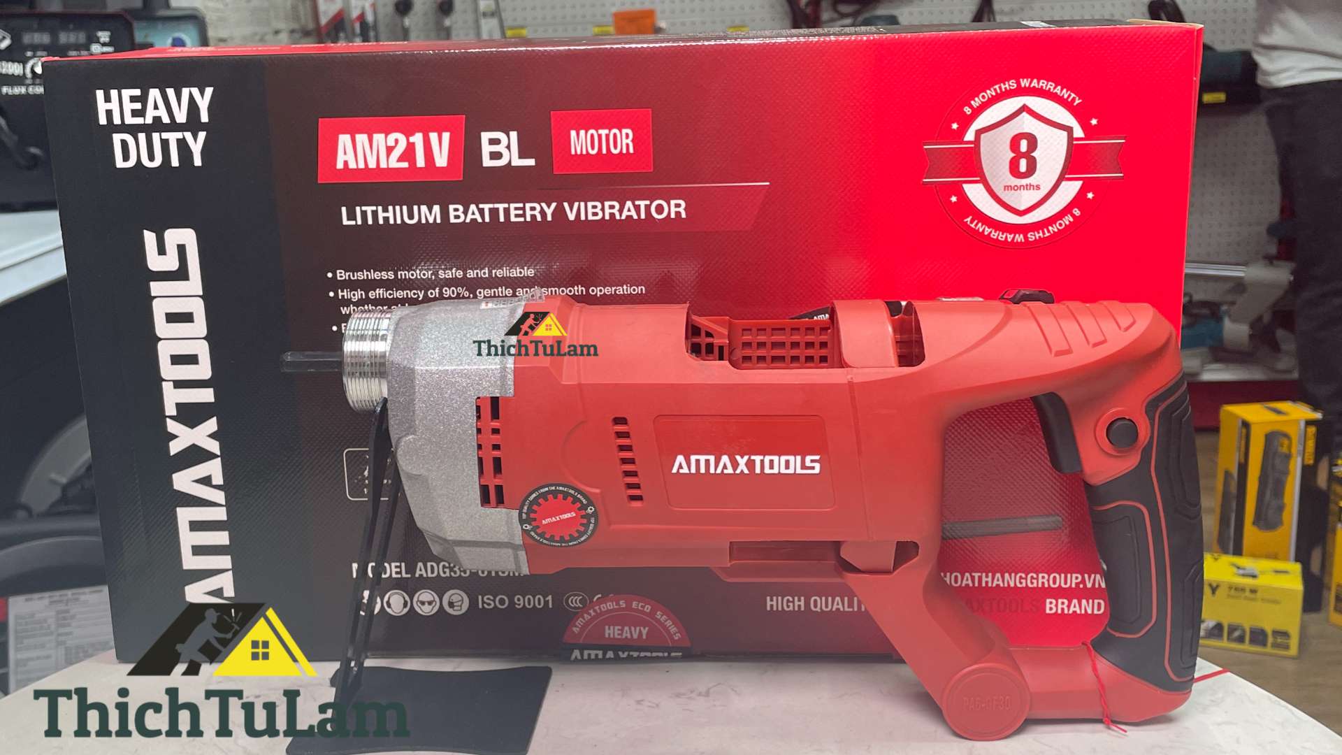 Thân máy đầm dùi ( không bao gồm dùi) pin 21V Amaxtools ADG35-01SM