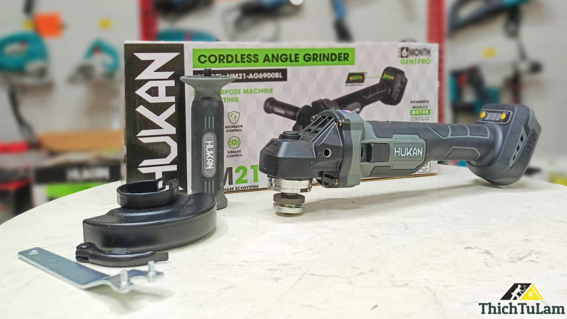 Thân máy mài góc pin 21v 6900v/p Hukan HM21-AG6900BL-T