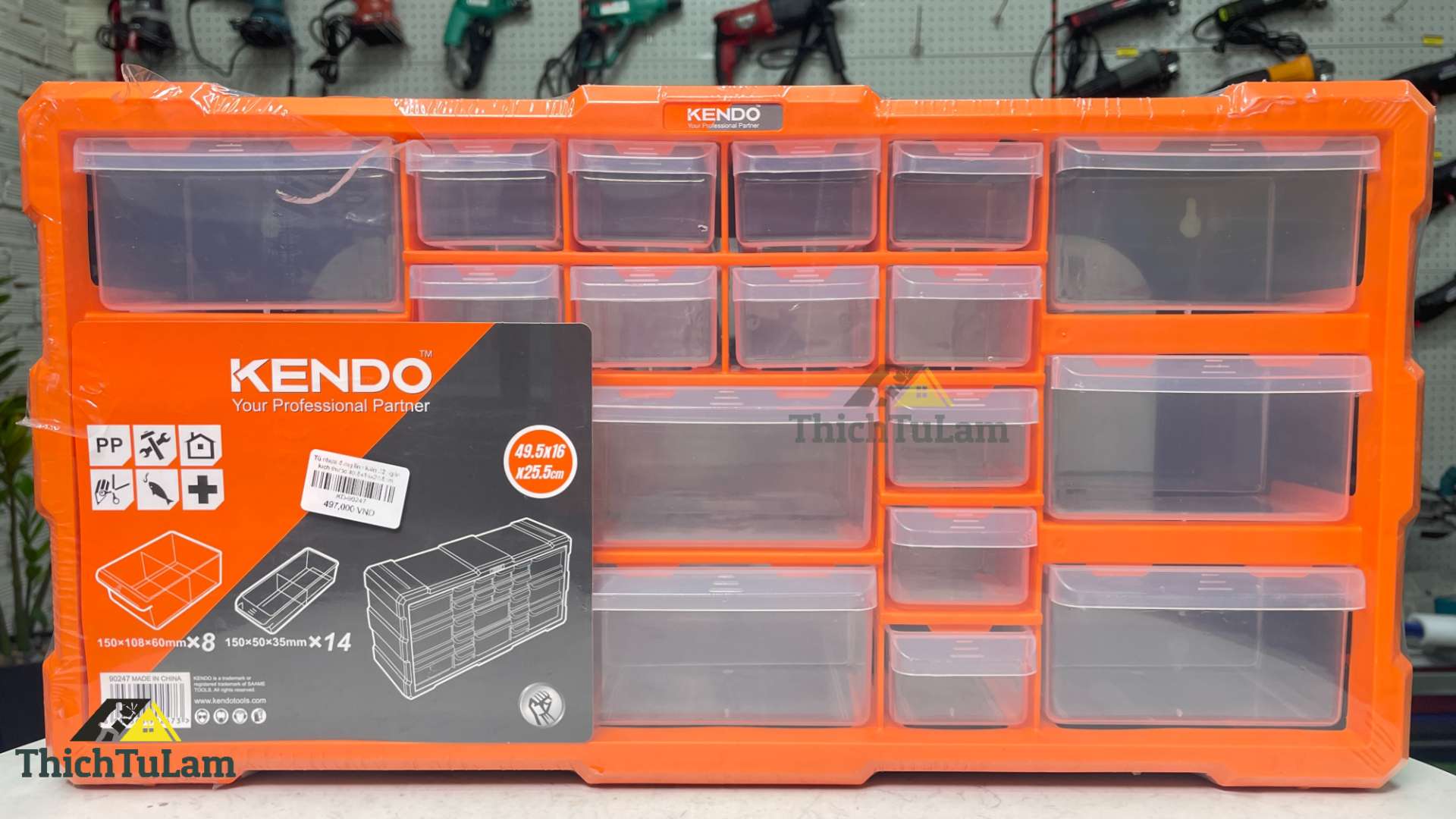 Tủ nhựa đựng linh kiện 22 ngăn 49.5x16x25.5cm Kendo 90247